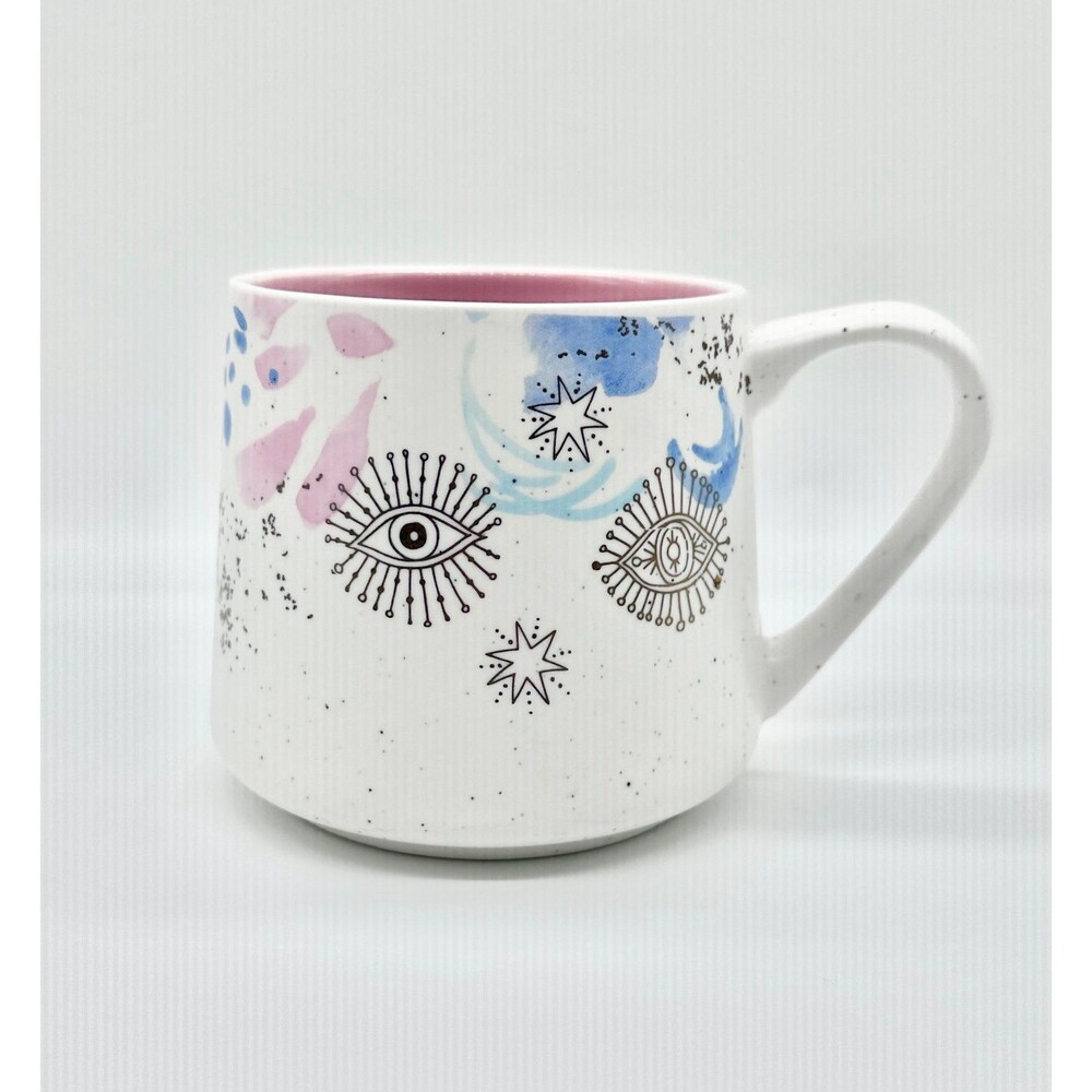 Stay Wild Moon Child 16 oz coffee tea mug cup mystical evil eye white gold speck
